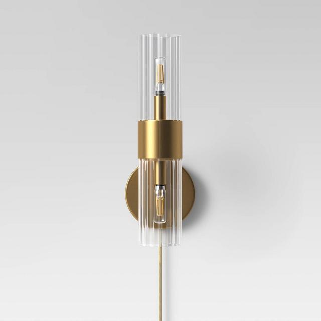 Ribbed Glass Sconce Lamp Brass - Project 62™