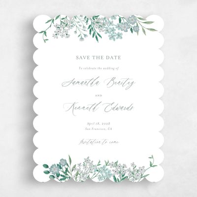 Green Scalloped Wedding Save the Date - Lombardy Portrait