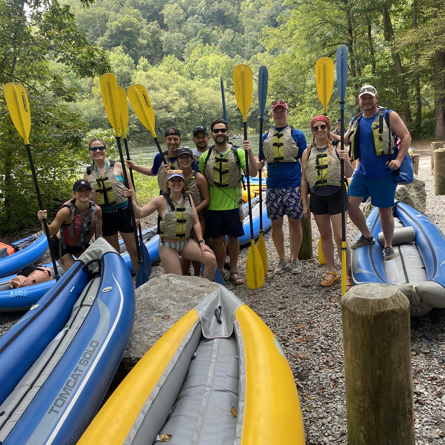 One of many paddle trips down Hiawassee with our buddies!