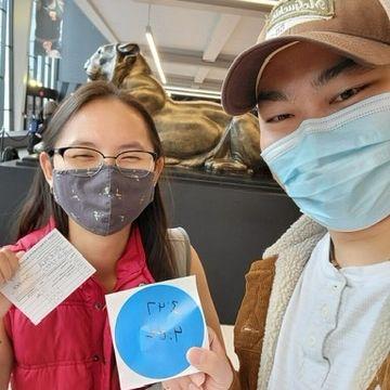 Staying safe together with COVID boosters. This is one of our first pictures together.