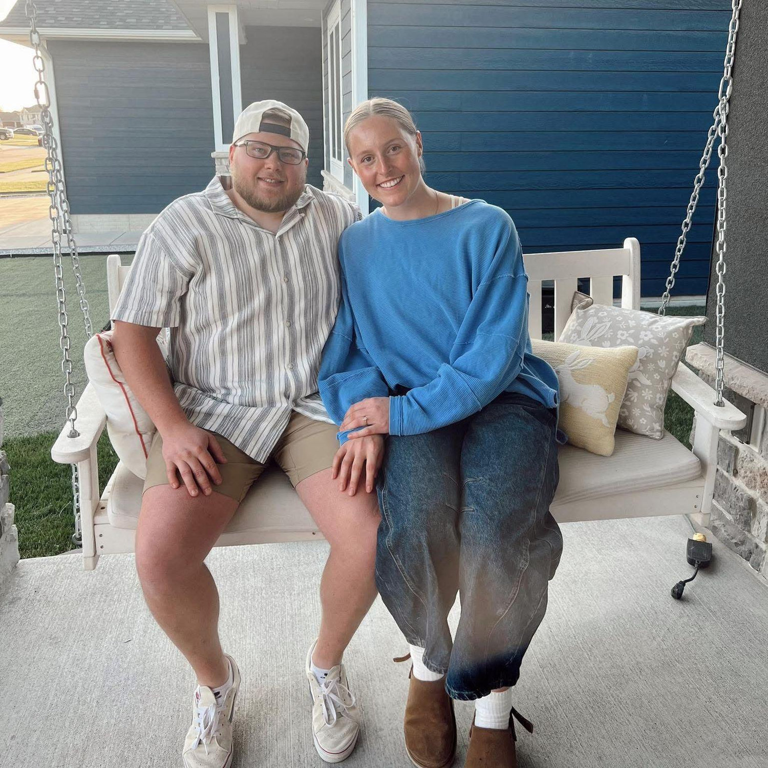 Chilling on the porch swing on Easter Day 2025