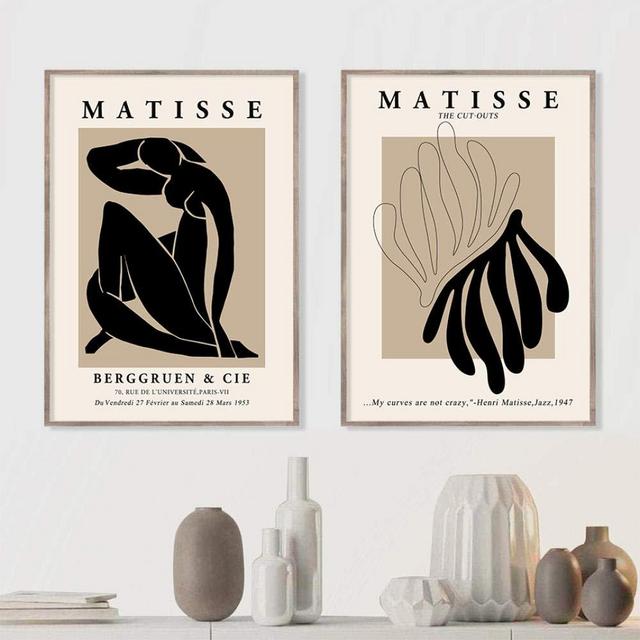 jongya Abstract Henri Matisse Posters Nude Wall Art Feminist Floral Beige Vintage Canvas Painting Print Picture Living Room Home Decor 50X70cm No Frame