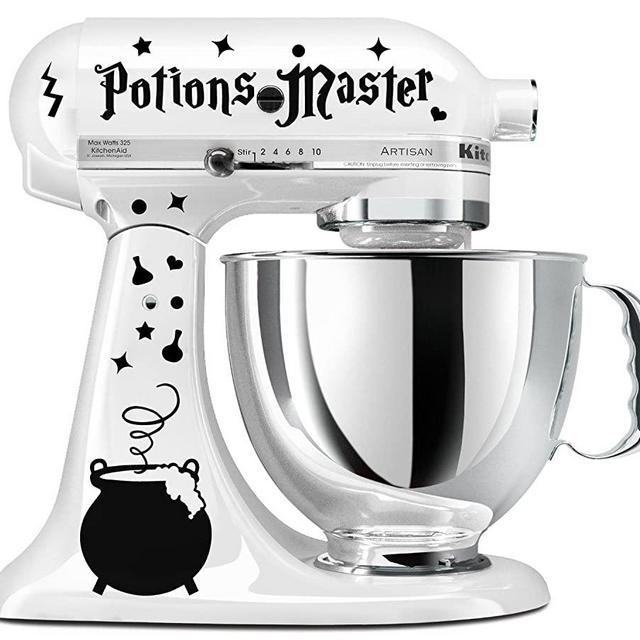 Potions Master Wizard Cauldron Black Vinyl Decal Set For Stand Mixer (Mixer Not Included)