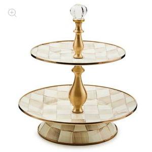 Mocha Check Two Tiered Sweet Stand