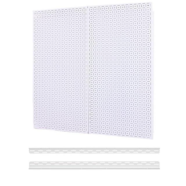 OmniWall Pegboard 2- Panel Side-By-Side Set 32-Inch Tall x 32-Inch Wide Metal Pegboard For Garage & Home Storage White