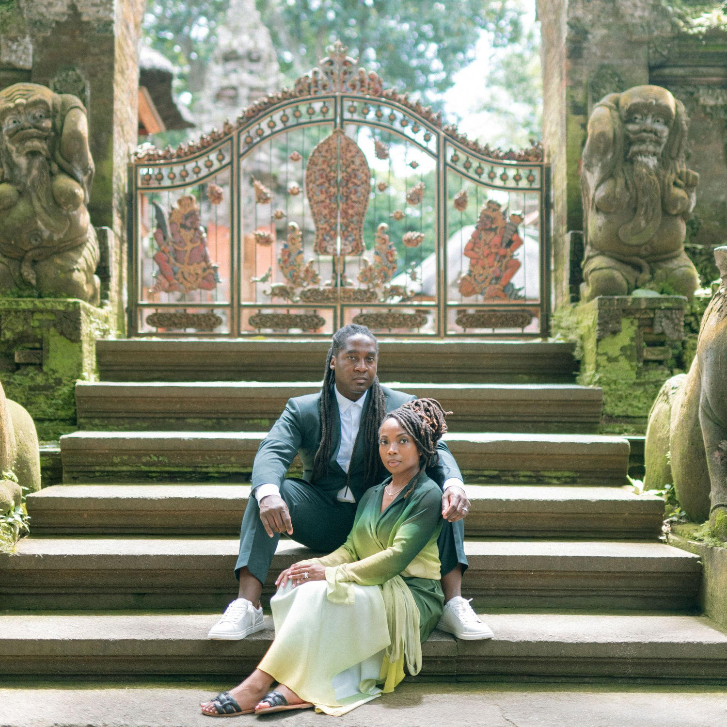 Our first photos as Mr & Mrs Robinson 
At the Sacred Monkey Forest of Ubud