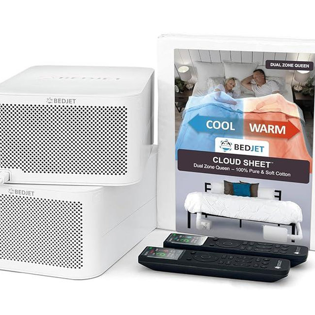 BedJet 3 Dual Zone System Climate Comfort for Beds, Bundle with 2 Mini Units + Cloud Sheet (Queen/Full Size; Separate Temp Control for Each Side)