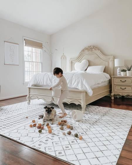 2x6 Runner Gray Moroccan Trellis Washable runner