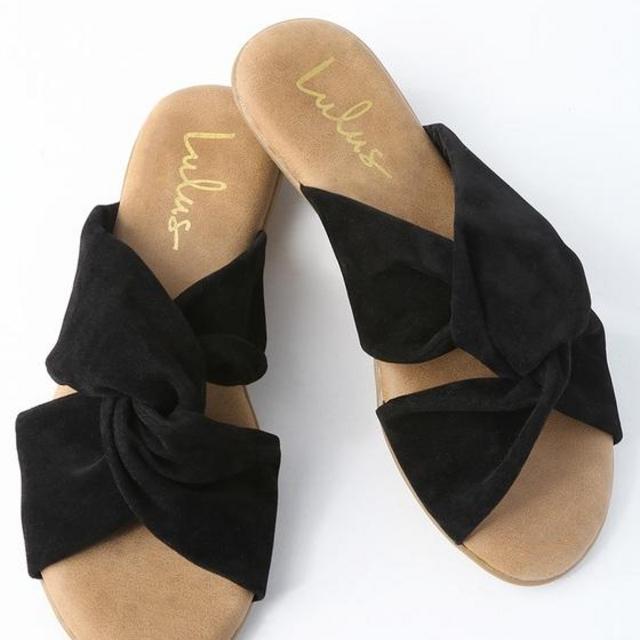 Santana Black Suede Slide Sandals
