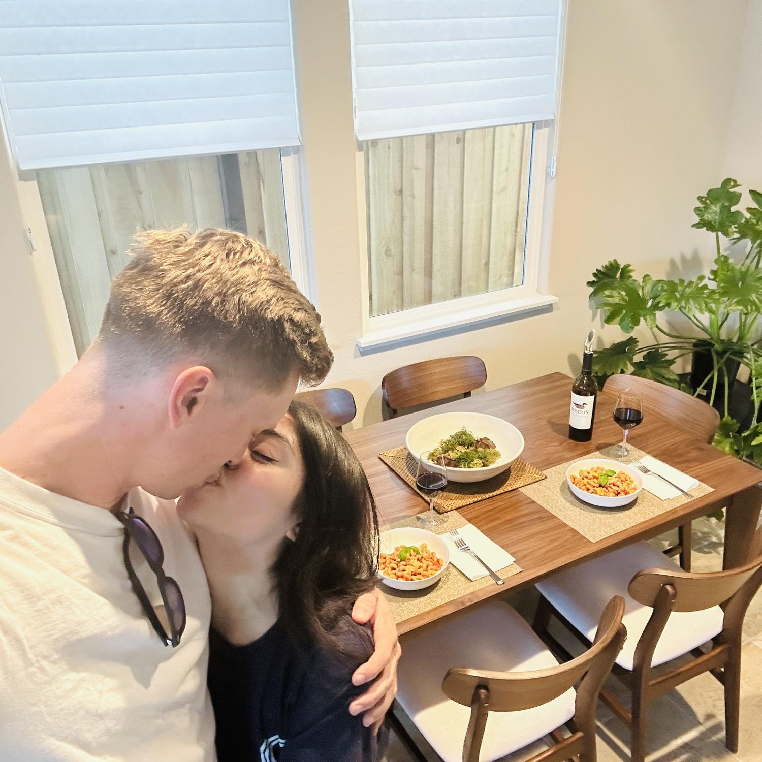 First official dinner at the dining table in our new home in Petaluma, California!