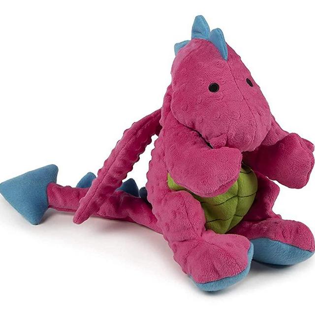goDog, Dragons, Squeaker Dog Toy, Chew Resistant, Durable Plush, Soft, Tough, Reinforced Seams, Pink, Extra Large