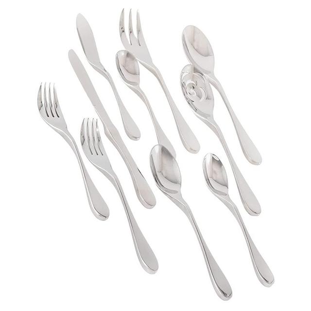 Knork Original Stainless Steel Flatware Set, 45 piece, Silver Gloss