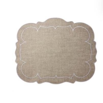Linho Placemats Scalloped Rectangular Set of 4