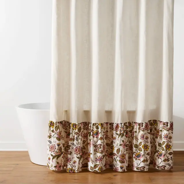 72"x72" Adelaide Floral Ruffles Cotton Slub Shower Curtain - Threshold™