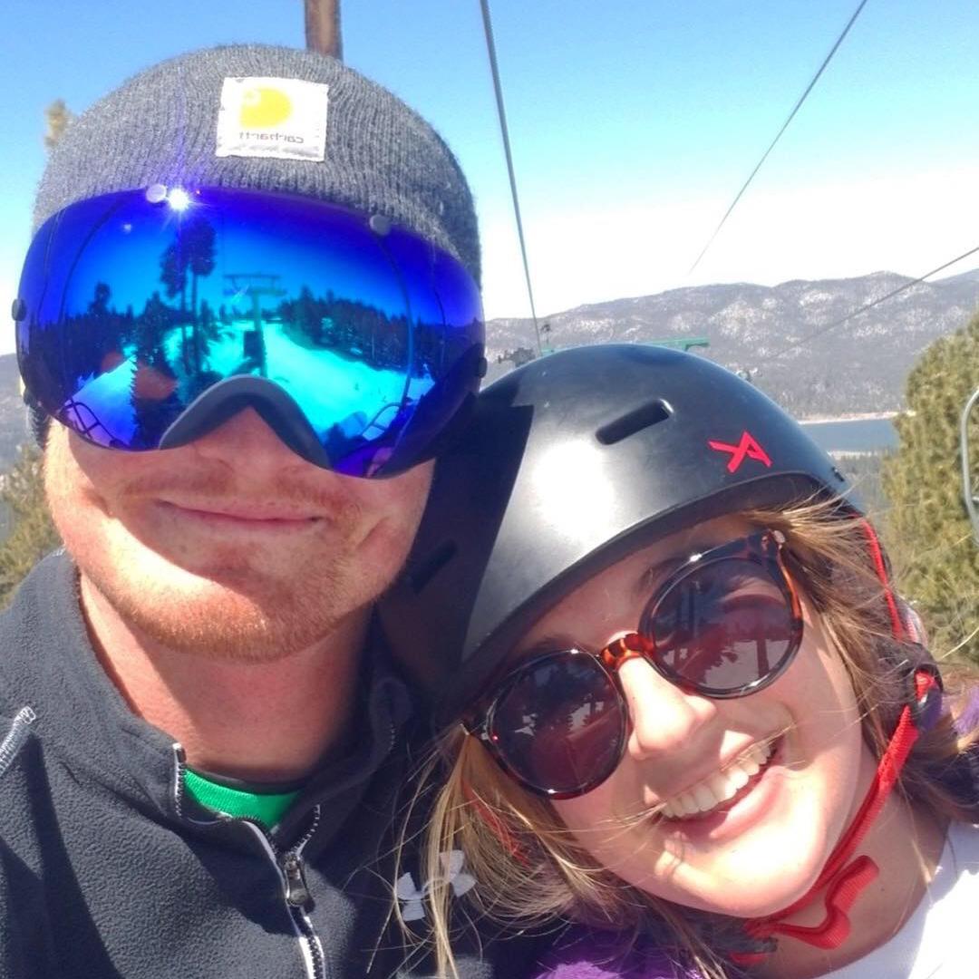 04/11/2019, Big Bear, California: Travis still trying to teach me to snowboard and me still failing.