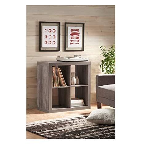 Better Homes and Gardens 4-Cube Organizer Storage Bookcase Bookshelf (4, White) (Rustic Gray, 4-Cube New)