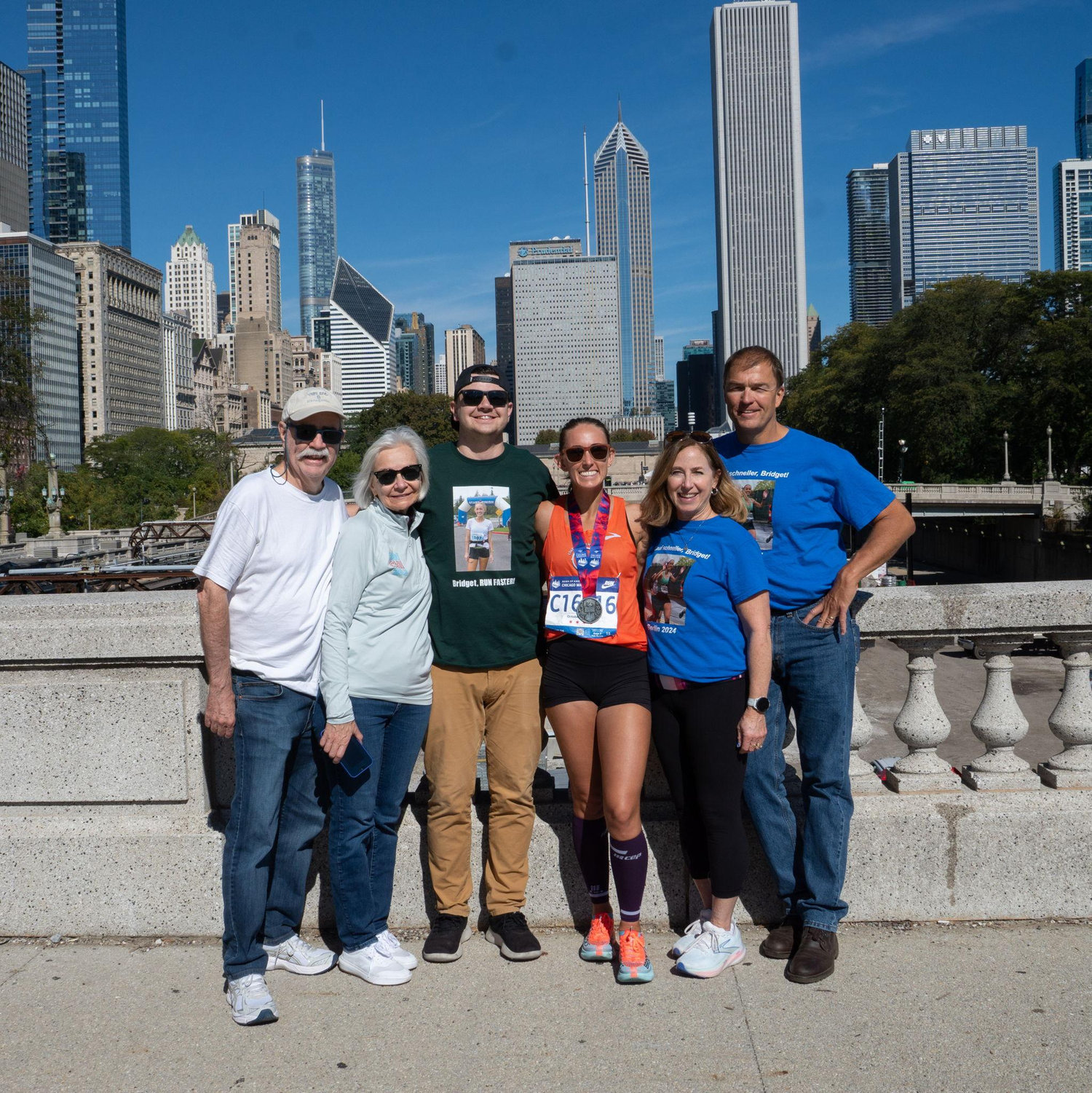 Oct 2025: Chicago Marathon on Greg's 29th Birthday! Both of our parents made the trip :)