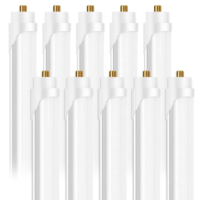 ONLYLUX 8 Foot Led Bulbs T8 T12 LED 8ft Tube Light F96T8 F96T12 LED Bulb 96" FA8 Single Pin LED Fluorescent Replacement, (100W Fluorescent Equivalent) 6000K CW Daylight Milky Cover, 10 Pack