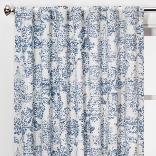 108"x54" Charade Floral Light Filtering Curtain Panel Blue - Threshold™
