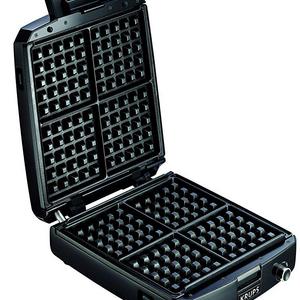 KRUPS 8000035972  GQ502D Adjustable Temperature Belgian Waffle Maker with Removable Plates, 4-Slice, Silver and Black