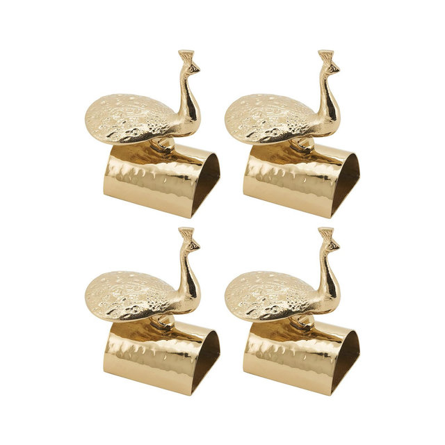 Saro Lifestyle Gilded Peacock Napkin Ring, Set of 4