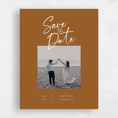 Brown Typography Wedding Save the Date - Santorini Photo