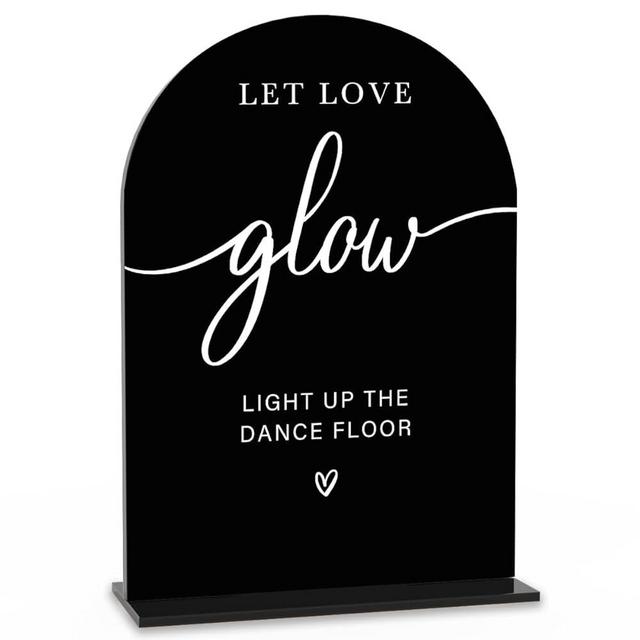 Acrylic Wedding Sign Let Love Glow Sign for Wedding Wedding Signs for Ceremony Modern Calligraphy Arch Acrylic Table Top Sign for Wedding Reception and Event Party Table(black）