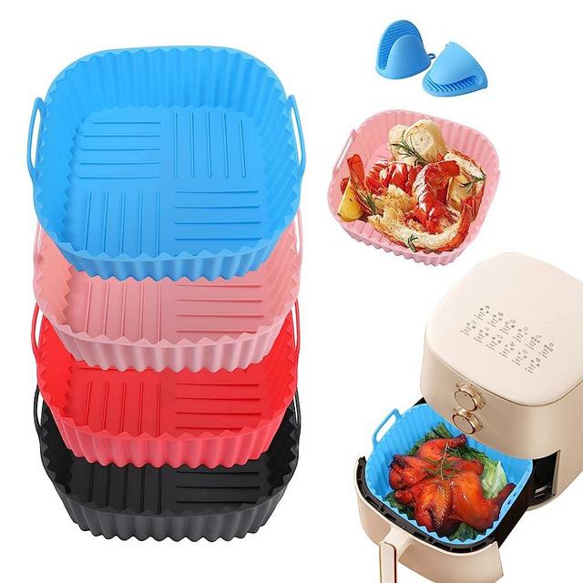 Katbite Silicone Air Fryer Liners 8inch 2-Pack Reusable Air Fryer