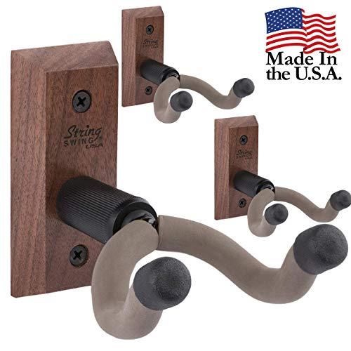 String Swing 3 pack CC01K-BW Hardwood Home and Studio Guitar Keeper - Black Walnut Acoustic Electric Guitar Hanger