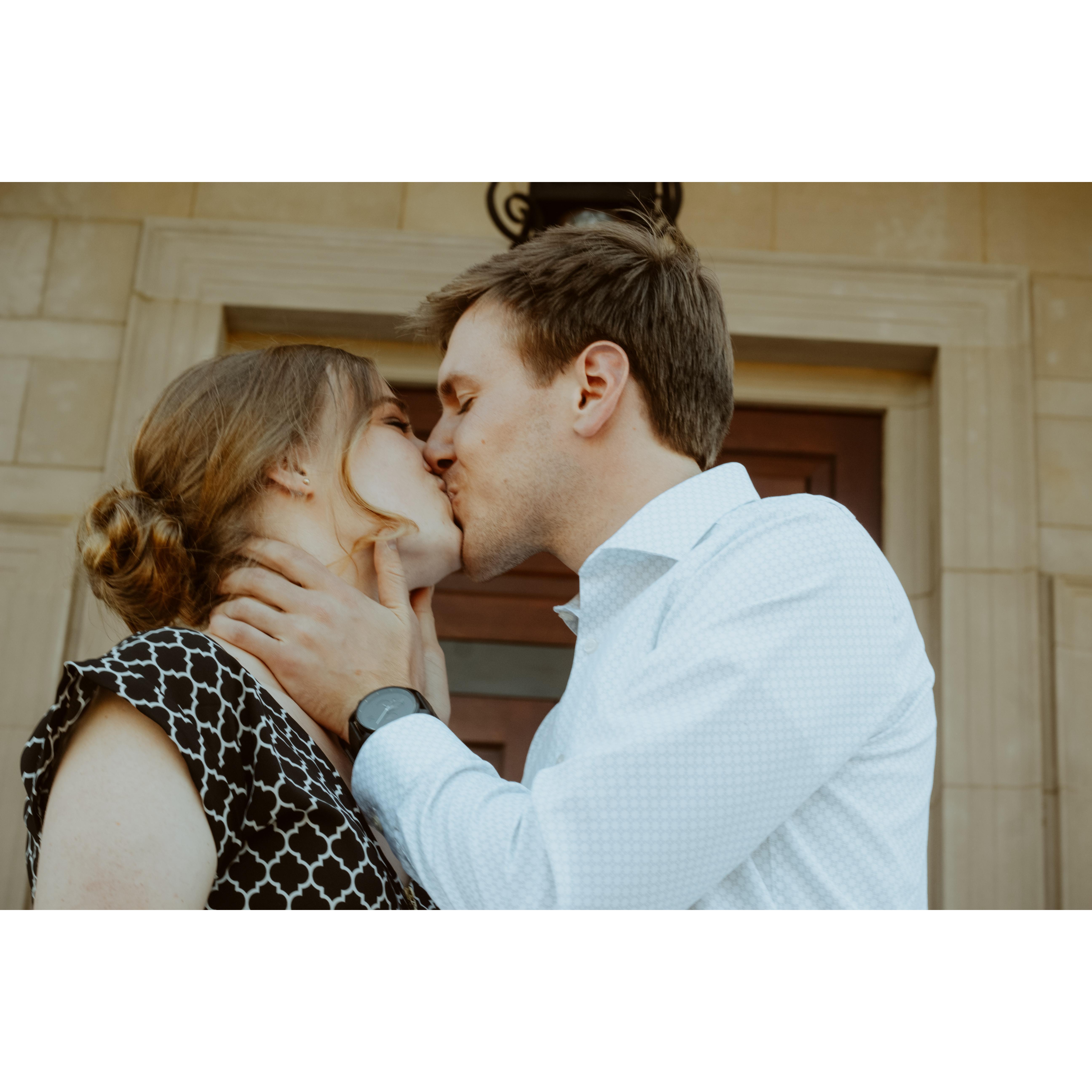 We had to pause our photoshoot after this photo momentarily because someone was trying to walk up the stairs and into the church! Don't mind us...