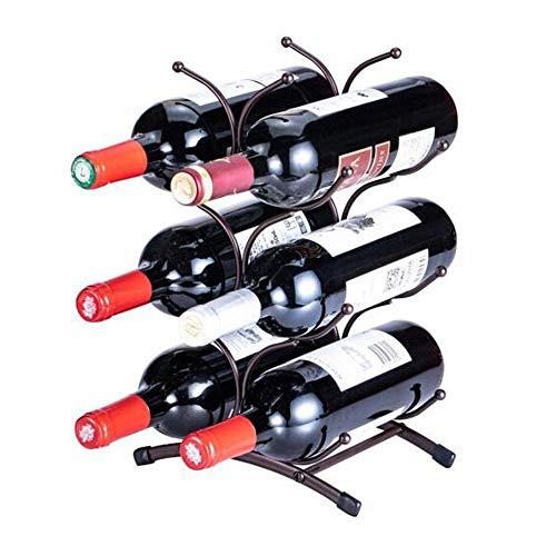 Gsain Countertop Wine Rack, 3-Tier Kitchen Tabletop Space Saving Metal Wine Storage Holder, Perfect for Both Red and White Wines Organizing, Bronze Color (Hold 6 Bottles)