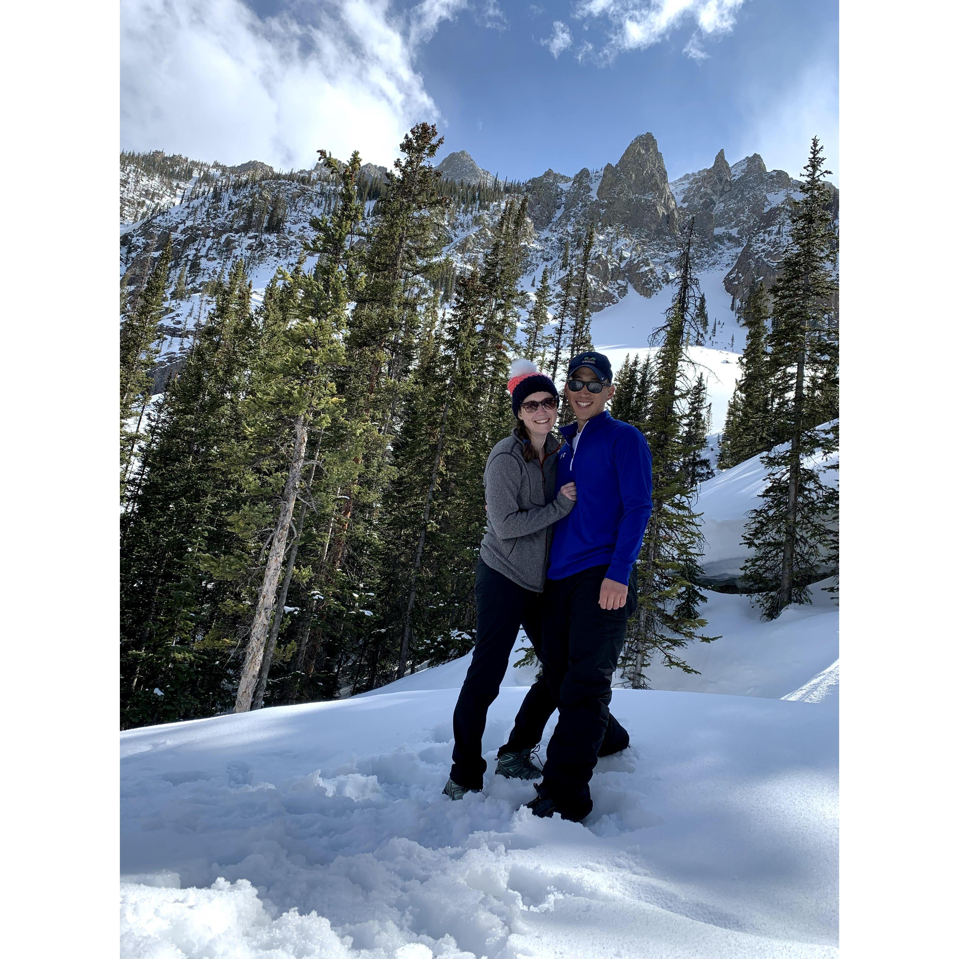 Hiking Willow Creek Trail in Silverthorn. Peter has great photo taking skills using a backpack as a tripod!