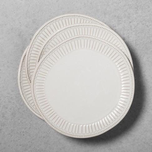 4pk Stoneware Debossed Dinner Plate Cream - Hearth & Hand™ with Magnolia