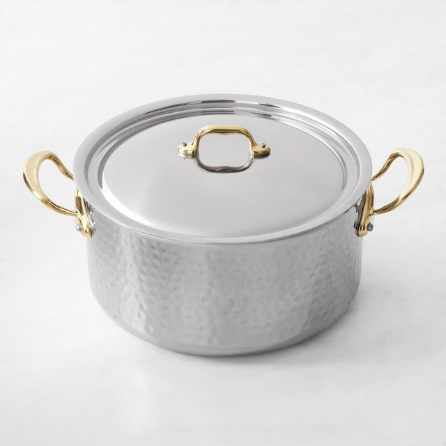 Mauviel M'Elite B Hammered Stainless-Steel Dutch Oven, 10-Qt.