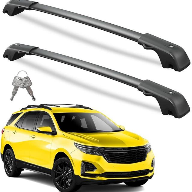 Wonderdriver Lockable Roof Rack Cross Bars 220lbs Compatible with 2018-2024 Chevy Chevrolet Equinox & GMC Terrain 2018-2024(Not for EV), Heavy Duty Aluminum Roof Rails Crossbars Canoe Black Luggage.