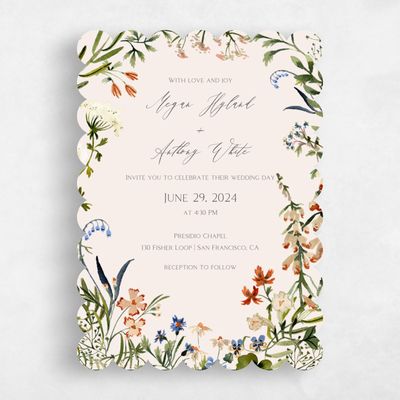 Beige Scalloped Wedding Invitation - Bellfort Portrait