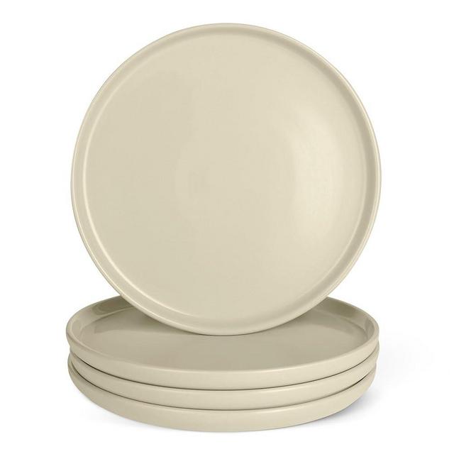 Amazon Basics Glazed Stoneware Dinner Plates, Ceramic 4-Piece Set, Microwave and Dishwasher-Safe, 10.5 in., Ivory