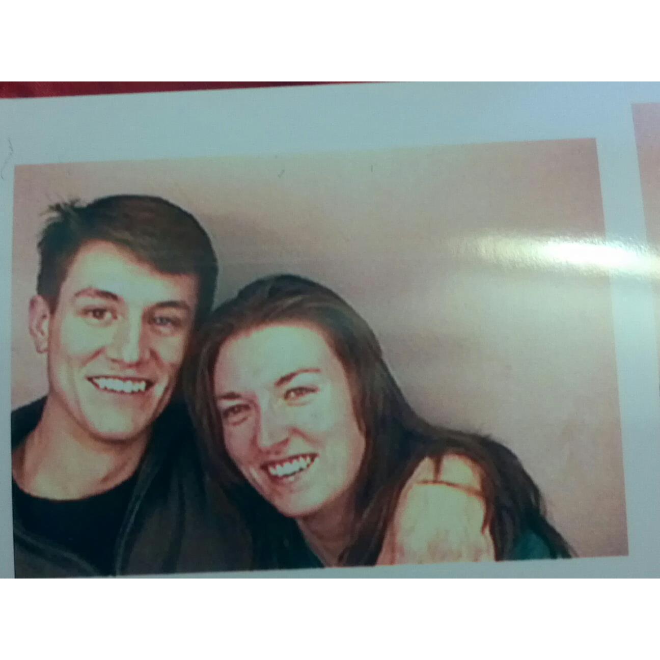 The first picture of us together, we were very excited to find a Photo Booth in Dave and Busters, Providence, RI, sometime Fall 2012.