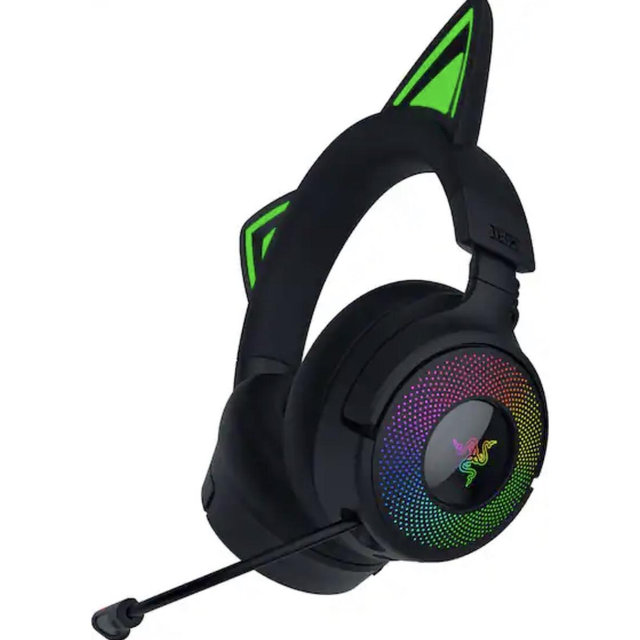 Razer - Kraken Kitty V3 Pro Bluetooth Wireless Over-the-Ear Gaming Headset for PC, Mac, PlayStation, Nintendo Switch, Steam Deck - Black