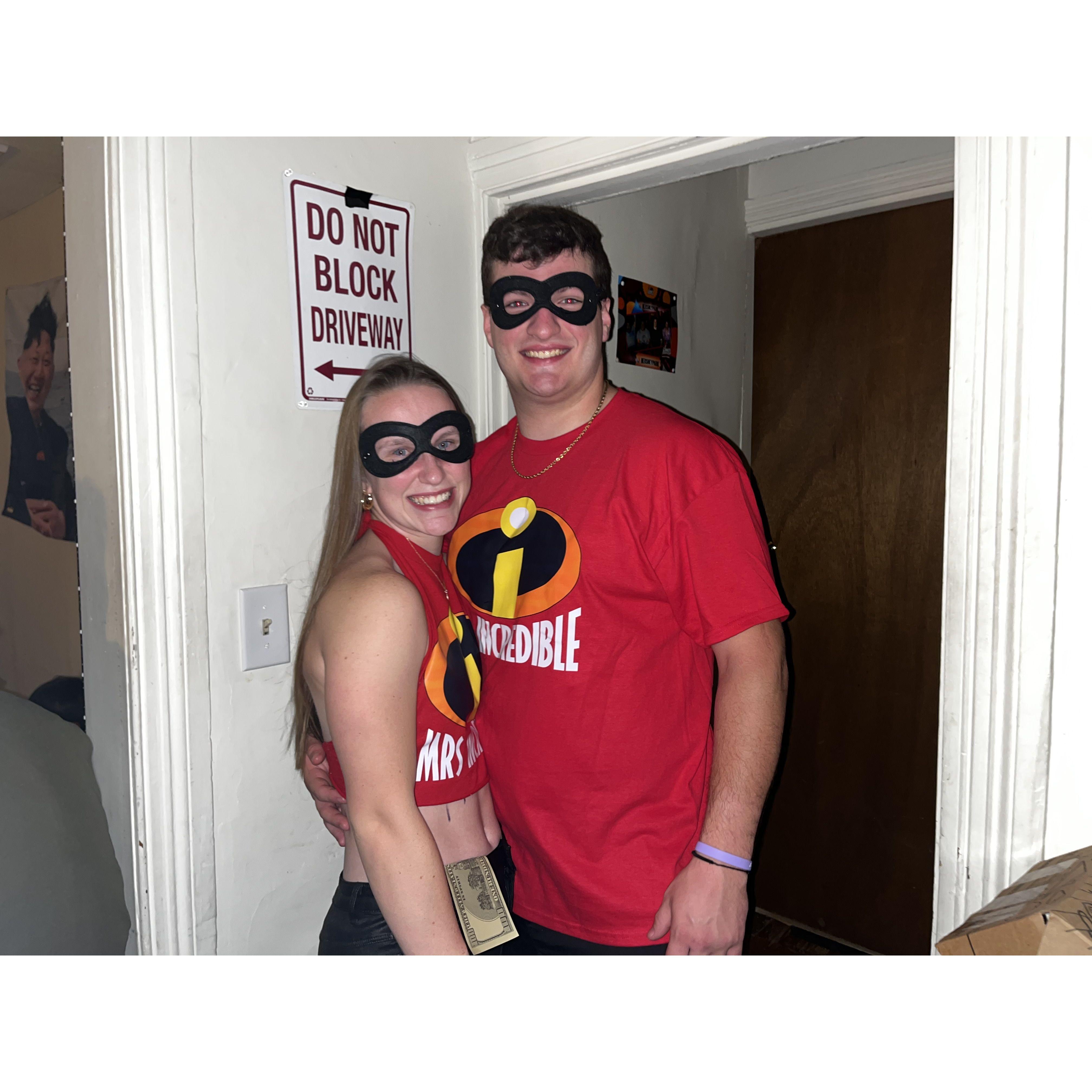 We dressed up as Mr. and Mrs. Incredible for halloween our second year!