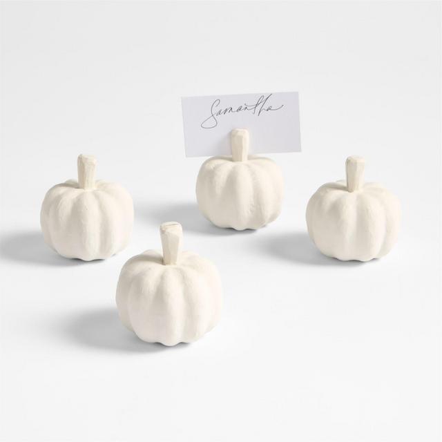 Papier Mache Pumpkin Placecard Holders, Set of 4