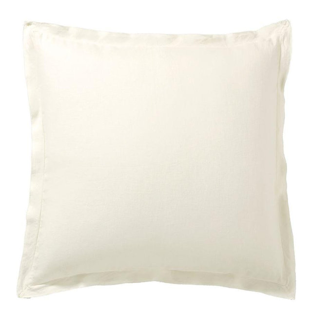Classic Ivory Belgian Flax Linen Double Flange Euro Shams, Set of 2