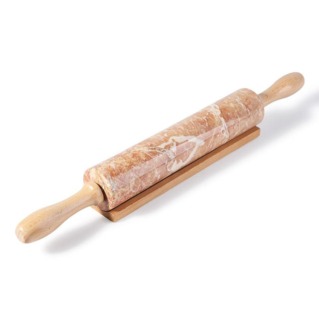 Koville Marble Rolling Pin, Non-Stick Polished Dough Roller, Pasta, Dumpling, Ravioli, Fondant,Pie Crust, Kitchen Baking Pastry Tools Red Marble