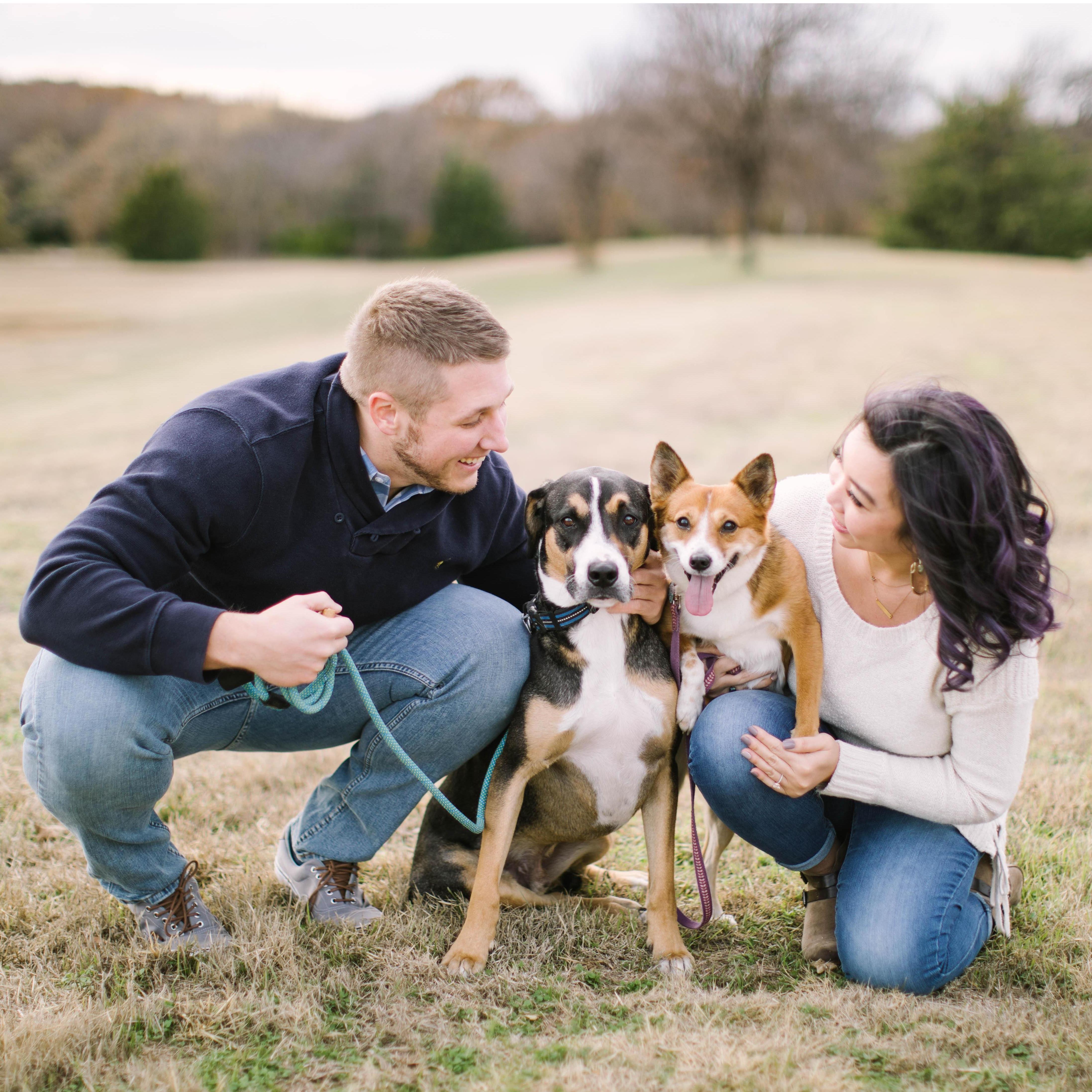 Darren and Christina with their two pups - Jax and Daisy