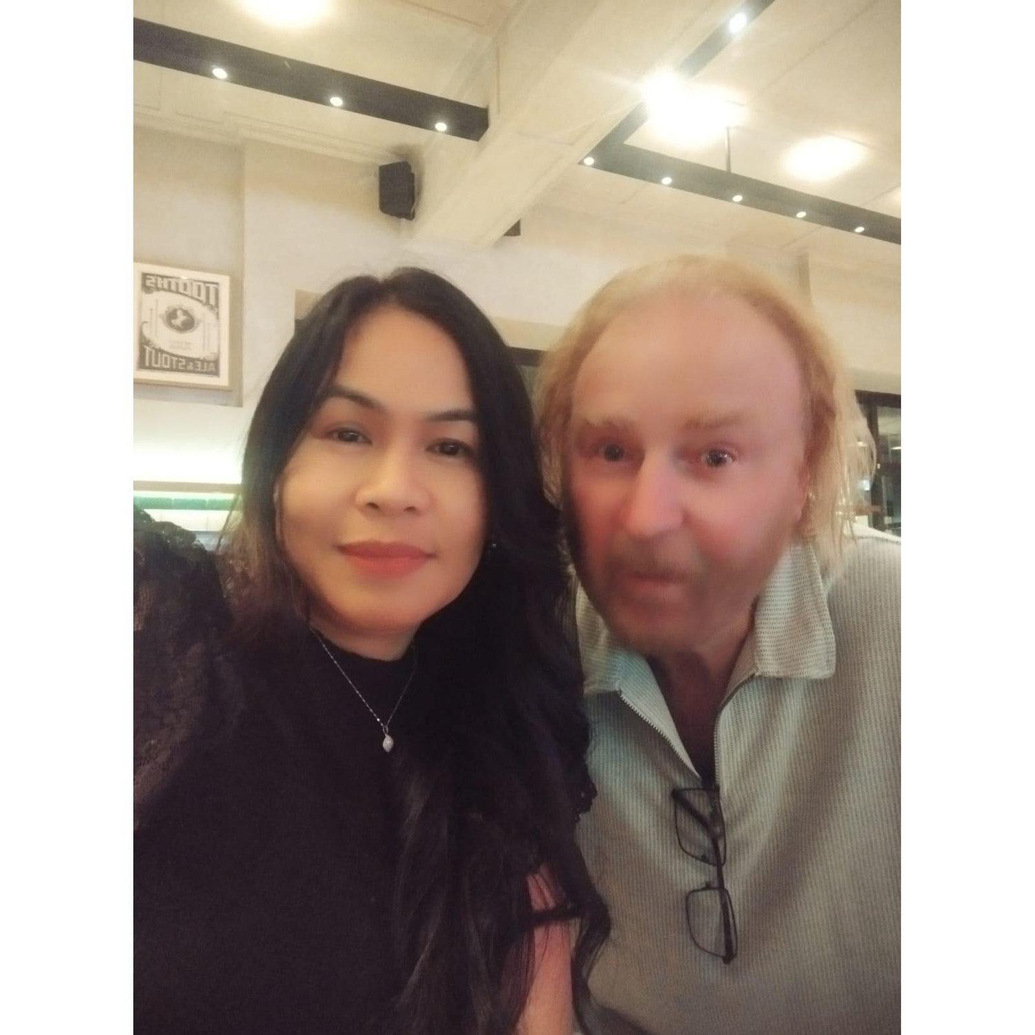 When they take a selfie, Natalie always smiles while Phillip explores many unique expressions. :)