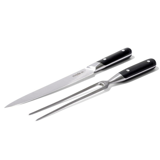 Made In Cookware - Carving Set (Includes Carving Knife and Fork) - Crafted in France - Full Tang with Black POM Handle