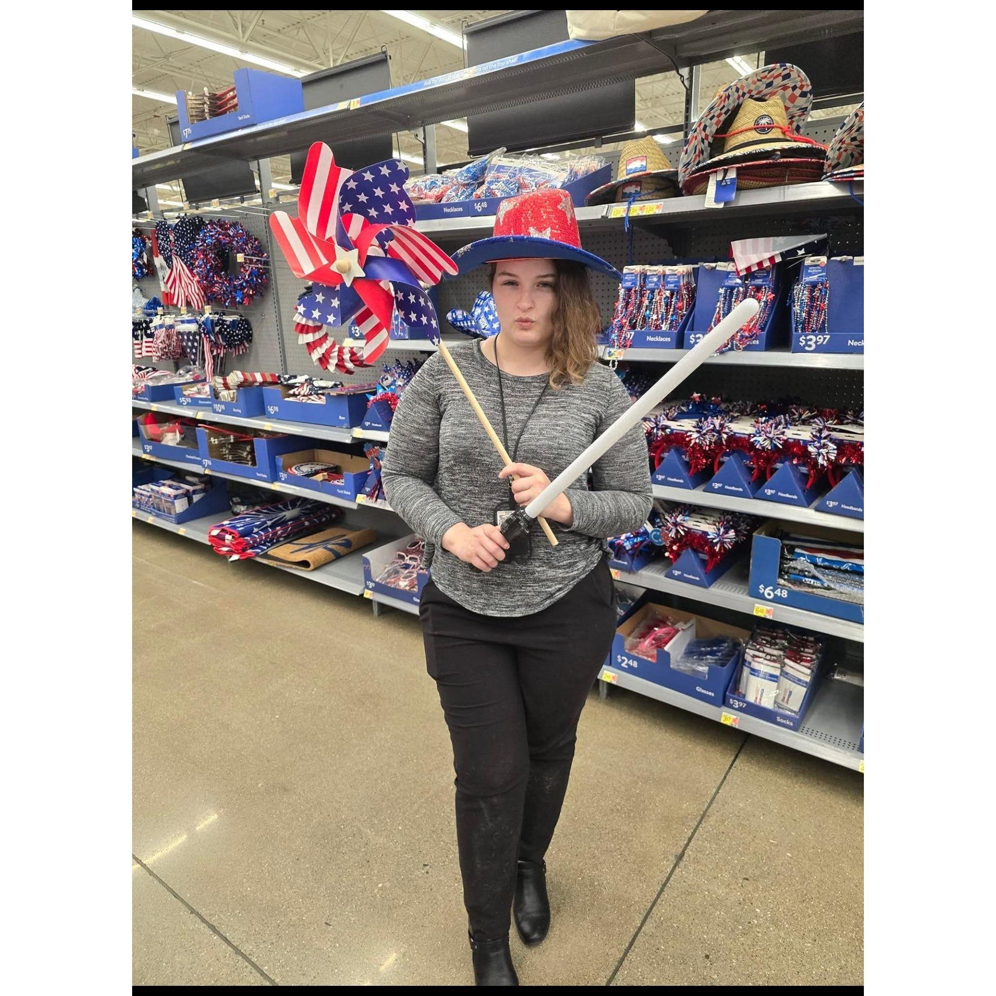 Fooling around in Walmart for 4th of July!