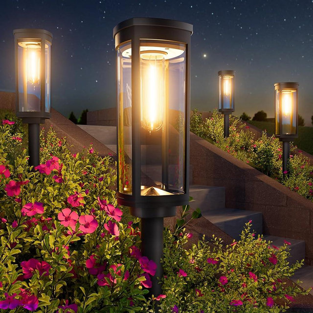 BITPOTT Solar Pathway Lights Outdoor, 4 Pack Bright Solar Powered Garden Lights Waterproof IP65, Long Lasting Outdoor Light for Yard Garden Walkway Landscape Lawn Patio