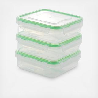 Al Dente Plastic Small Square Storage Container, Set of 3