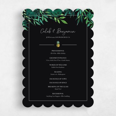 Black Scalloped Wedding Program - Cartago